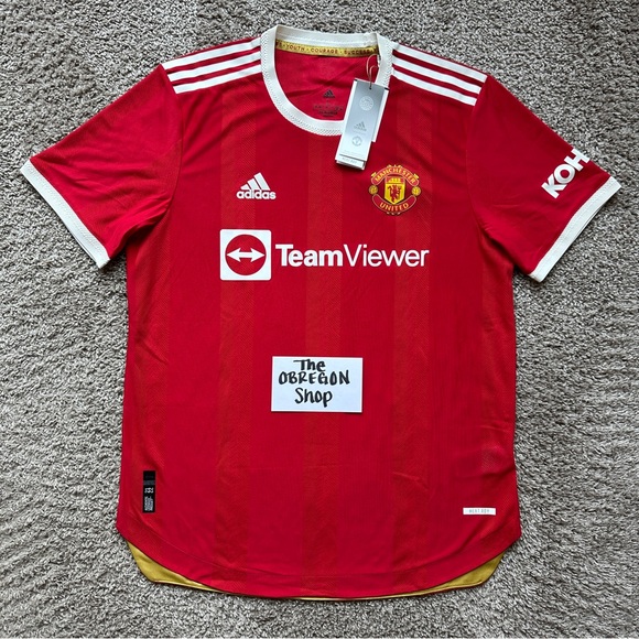 MANCHESTER UNITED HOME AUTHENTIC FOOTBALL SOCCER JERSEY 2021-22 MENS SIZE LARGE - Picture 1 of 10